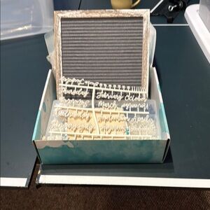 Gray Felt Letter Board with White Letters NEW